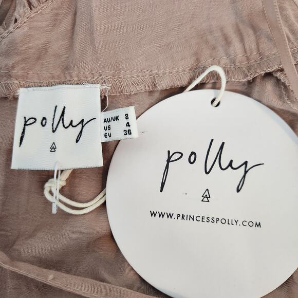 NWT Princess Polly The Dawning Mini Dress Mocha Pink Ruffle Hem Feminine Flirty - Picture 3 of 10